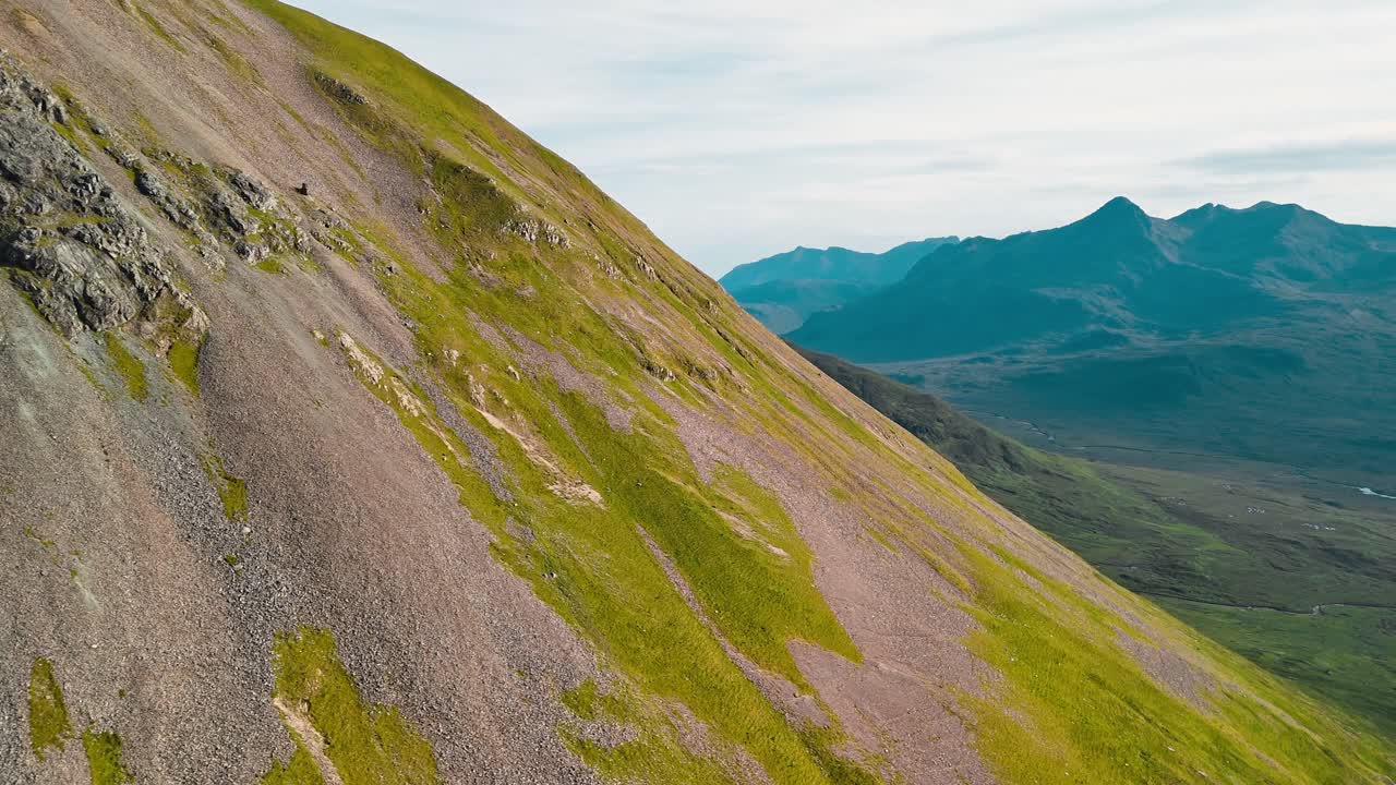 Mountain landscape with green slopes