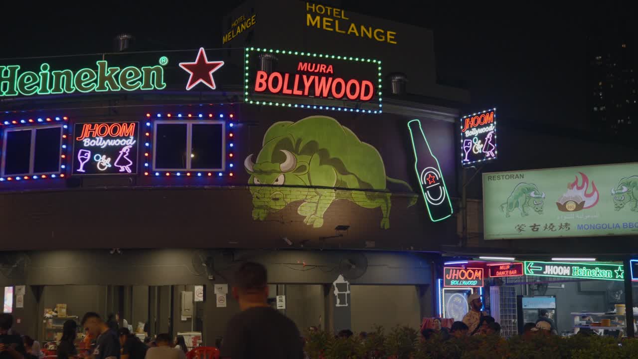Indian bollywood bars in Kuala Lumpur during night in Malaysia.