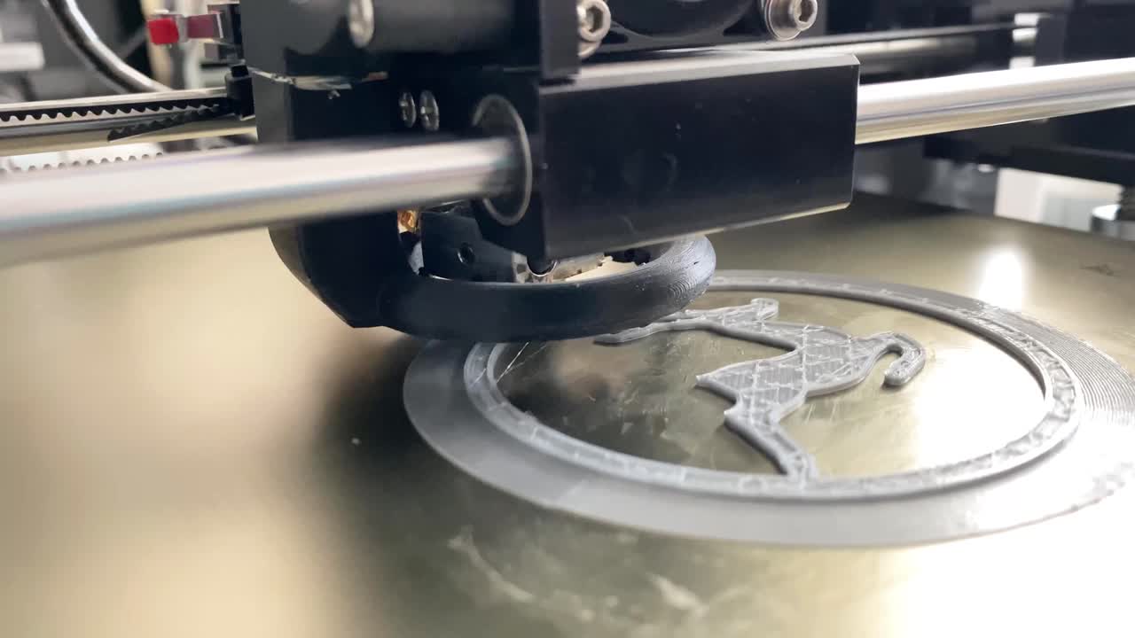 Three-dimensional printer making 3D plastic model of a Christmas deer toy. 3D printing technology. Scene A.