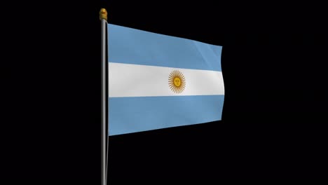 video de bucle de la bandera argentina revoloteando en el viento, video en cámara lenta de 4k, con canal alfa