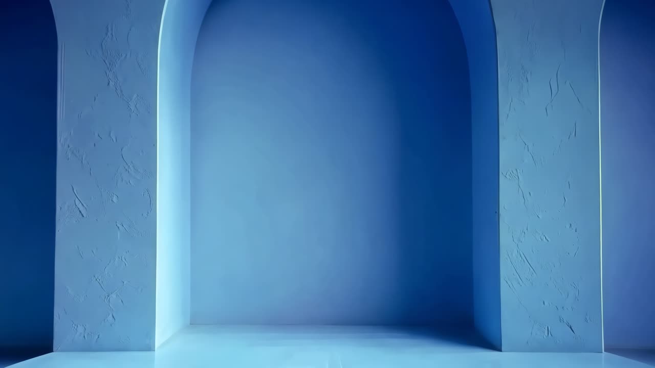 파란 방 에 있는 세 개의 아치 를 가진 무대