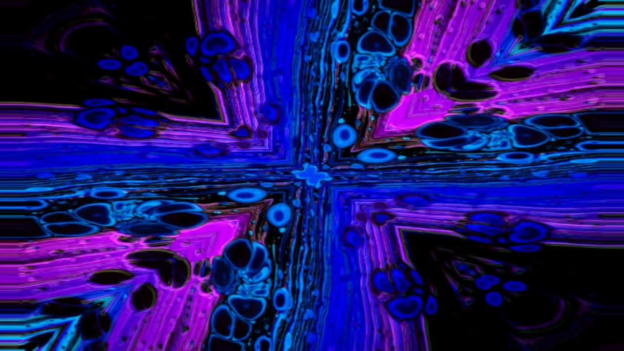 único colorido caleidoscopio fractal patrón de mármol azul fondo de movimiento.