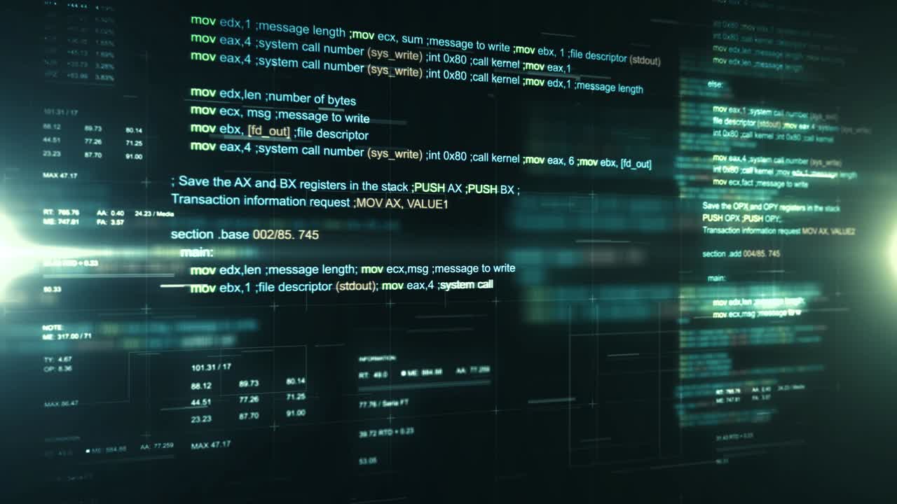 arrière-plan de la technologie abstraite avec mouvement de code de programme. boucle transparente.