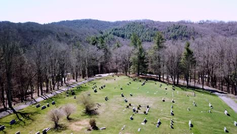 graveyard in mountains of north carolina aerial push in 4k