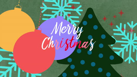 Merry-Christmas-with-colorful-bells-on-and-Christmas-tree-on-cartoon-texture