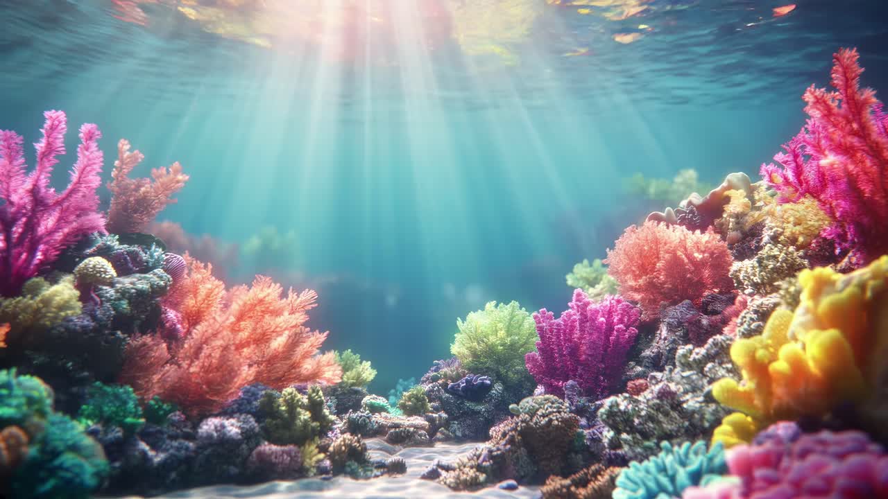 Barriera Corallina Vibrante con Raggi di Sole Sott'acqua