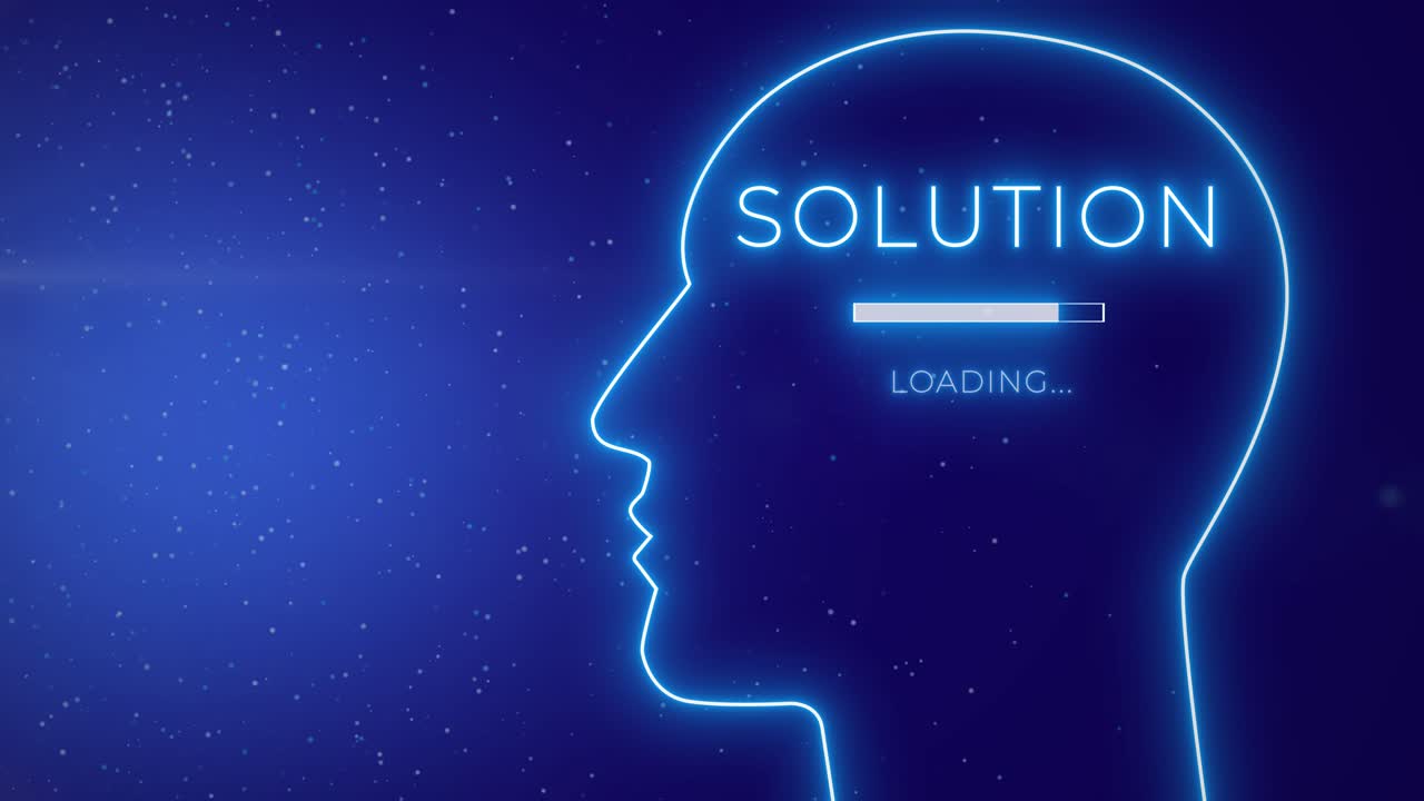 Business-minded Human Head With Solution In Progress. Problem-solving Concept. graphic background