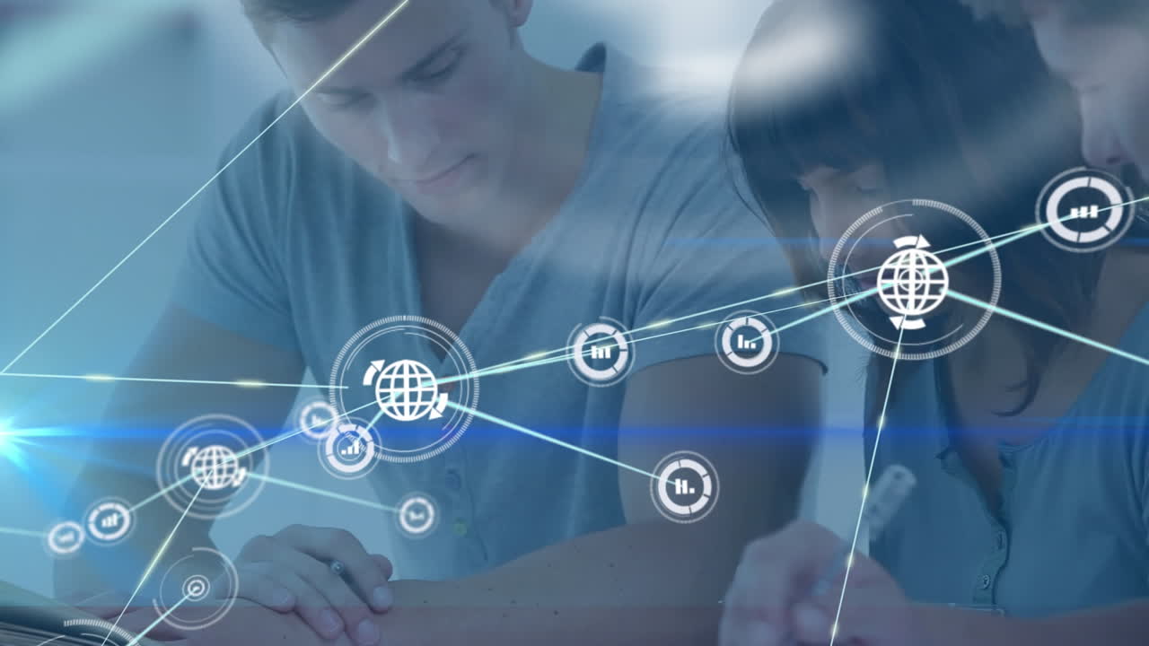 animación de la red de conexiones con iconos sobre colegas de negocios