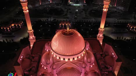 mosque pride of muslims named after the prophet muhammad in the city of shali. the largest mosque in europe. aerial view