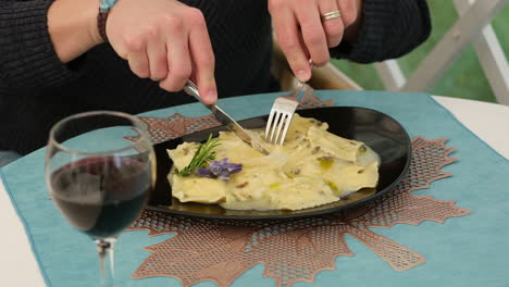 indulging in a delicious pasta experience man