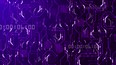 animación de un circuito integrado de neón sobre un fondo violeta