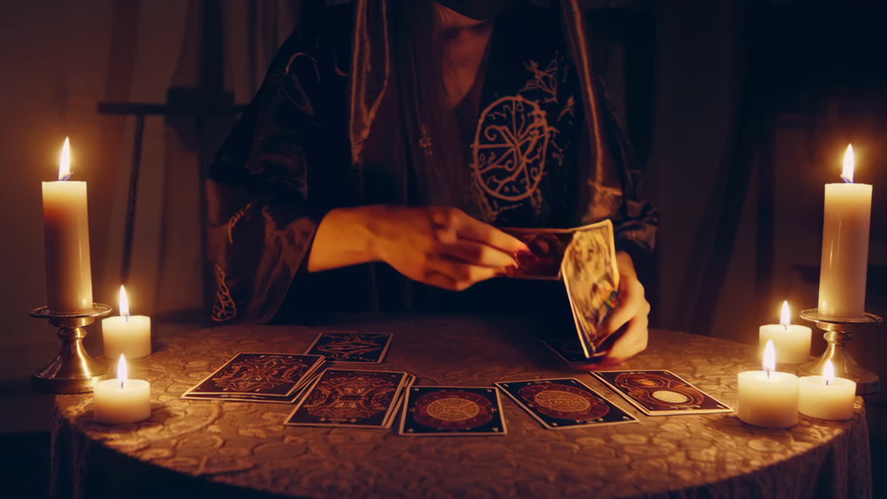 Tarot Card Reading in a Dark Room