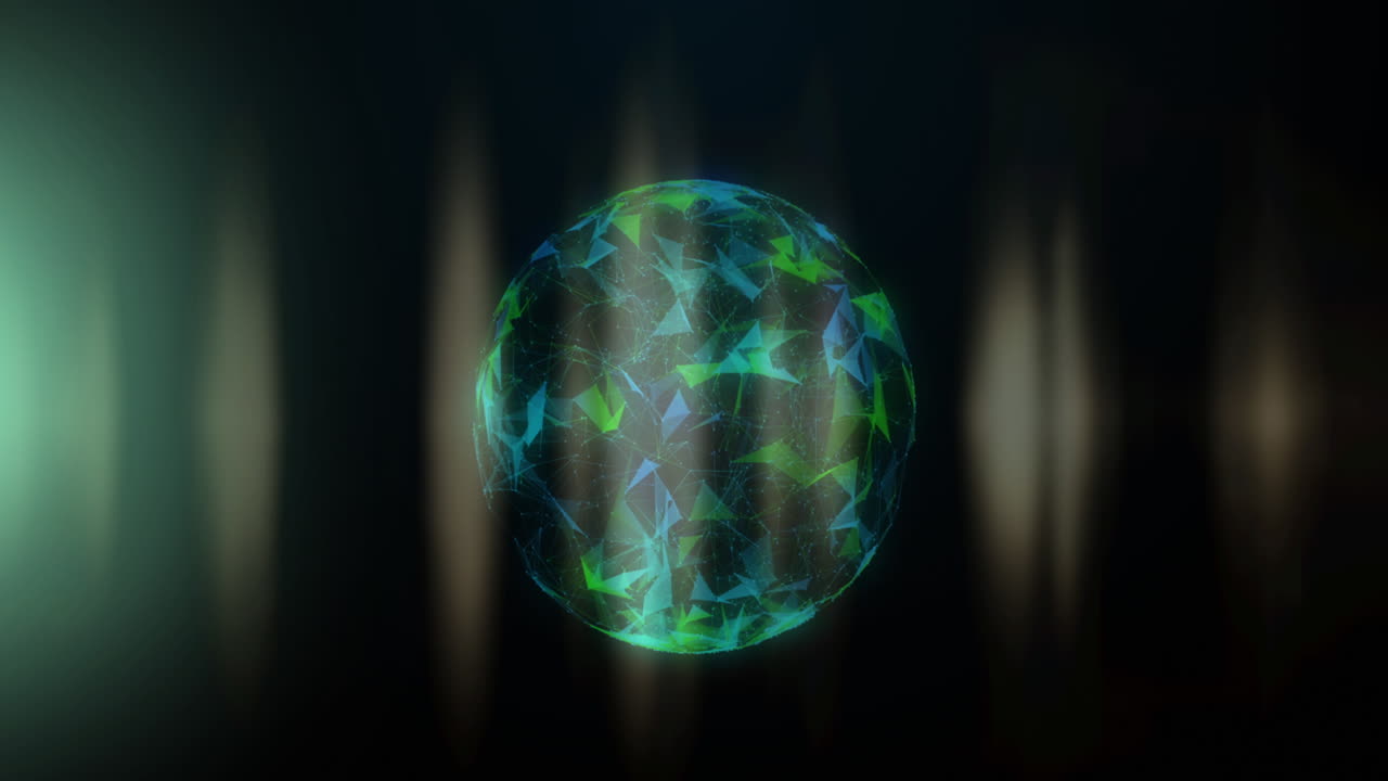 animación del globo con redes de conexiones a través de senderos de luz brillantes