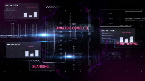 Animation-Von-Text-Und-Digitaler-Datenverarbeitung-Auf-Schwarzem-Hintergrund