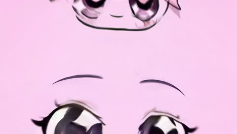 cute anime head with pink bow