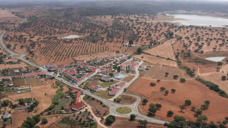 Aerial-Views-Of-Santa-Susana-Village,-Alentejo,-Portugal-8