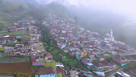 picturesque indonesian village, on slope of volcano