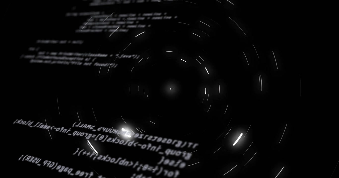 Abstract Digital Code Background with Rotating Light Particles