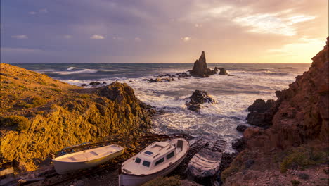 arrecife de las sirenas sunset in cabo de gata, almería