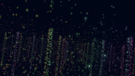 brillos voladores y chispas con luz de neón en la galaxia oscura