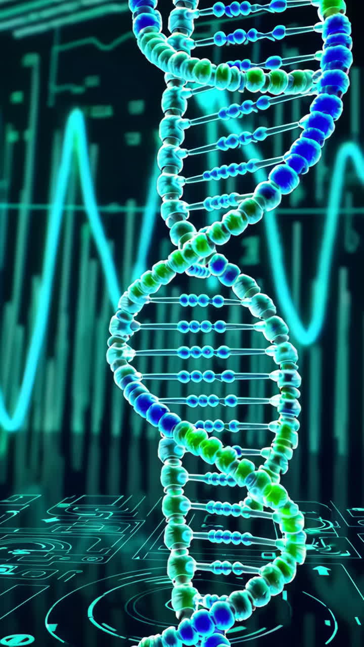 DNA Double Helix with Futuristic Interface