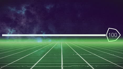animation of loading bar over neon shapes and clouds
