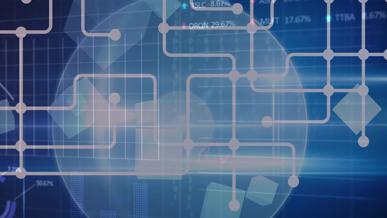 animación de la red de conexiones y procesamiento de datos en todo el mundo en la red