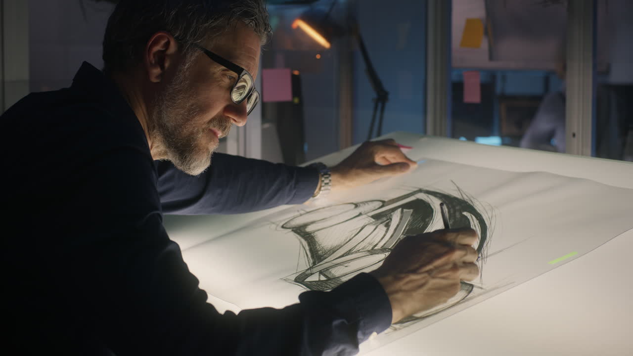 Designer working on a sketch