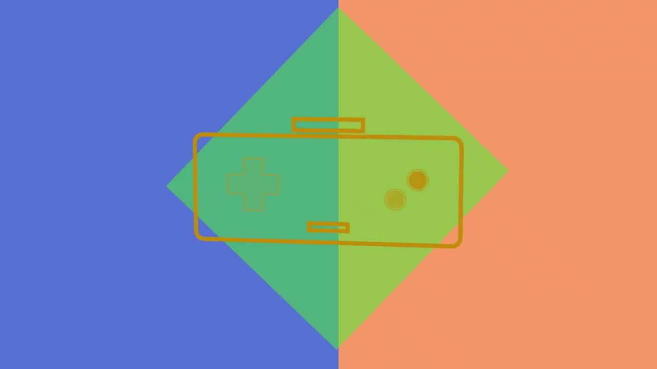 animación del juego de logotipo con forma geométrica detrás