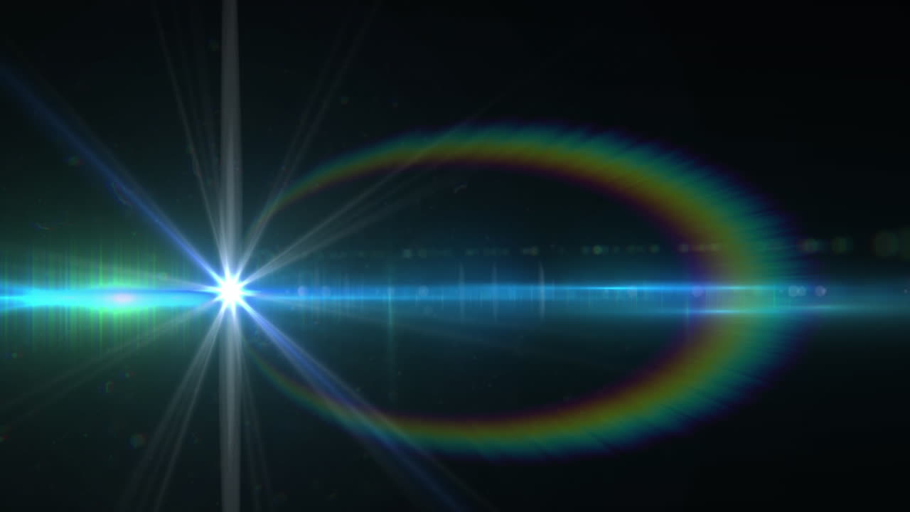 검은 바탕 위에 있는 빛의 반점과 트레일의 애니메이션