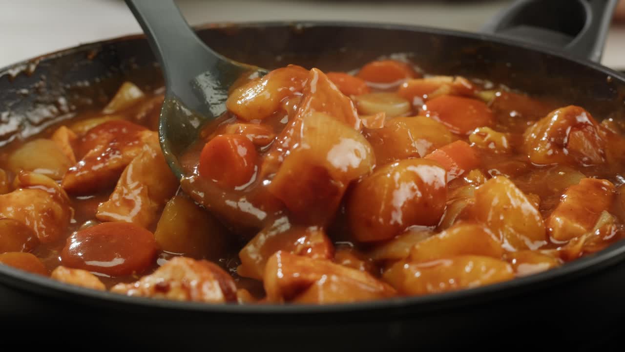 Japanese curry rice with fry pork Tonkatsu, Katsu Kare, Japanese breaded cooking dinner in restaurant, close up macro of asian food