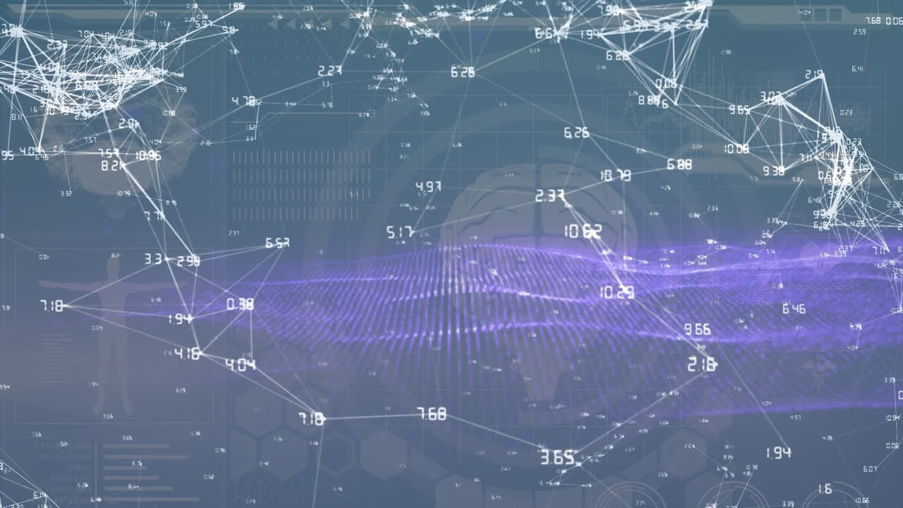 파란색 배경 위의 데이터 처리 애니메이션