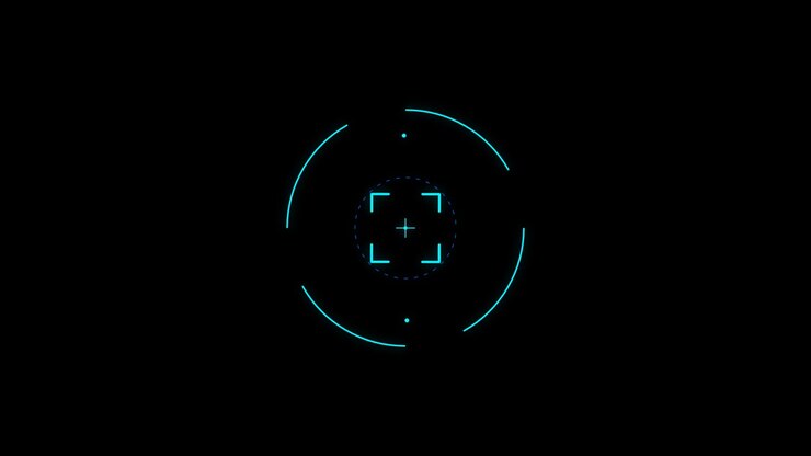 Digital HUD Target Reticle Animation on Black Background