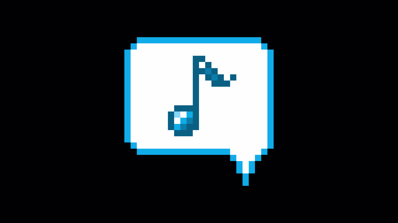 Pixel art animation icon speech bubble eighth note (2)