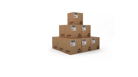 Animation-of-multiple-cardboard-boxes-moving-on-white-background