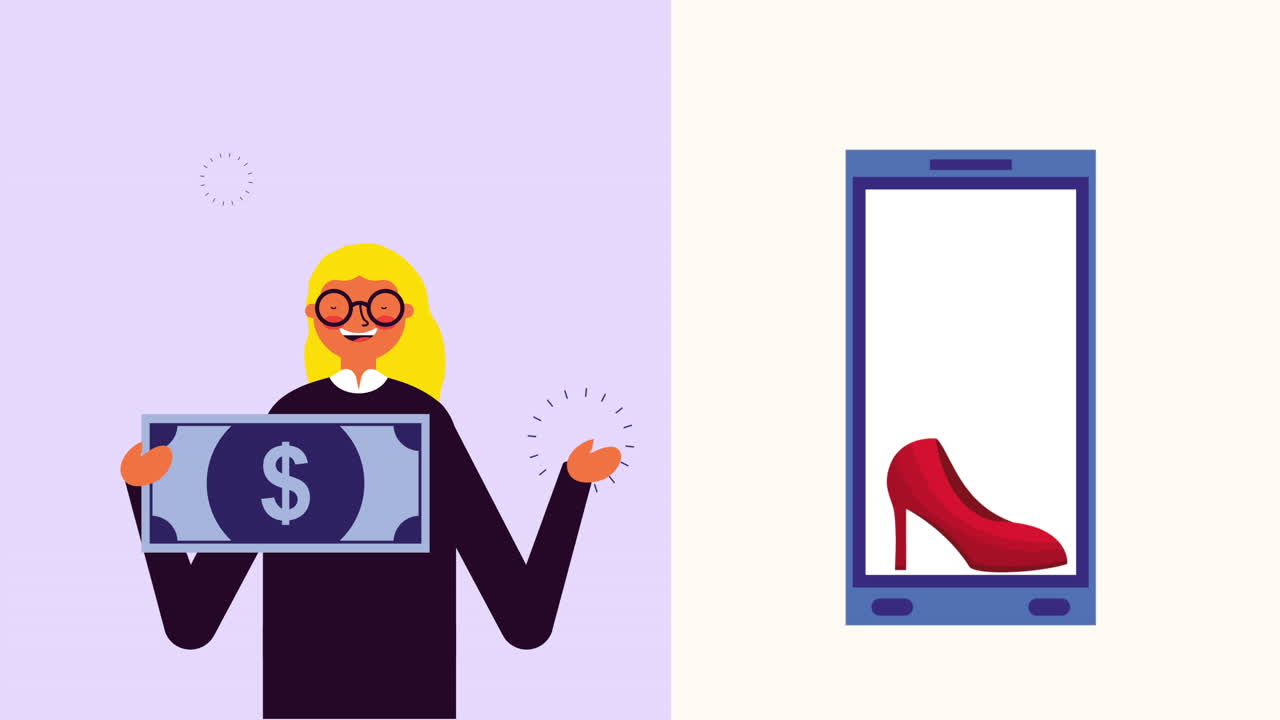 스마트폰과 전자상거래 앱을 가진 사업가