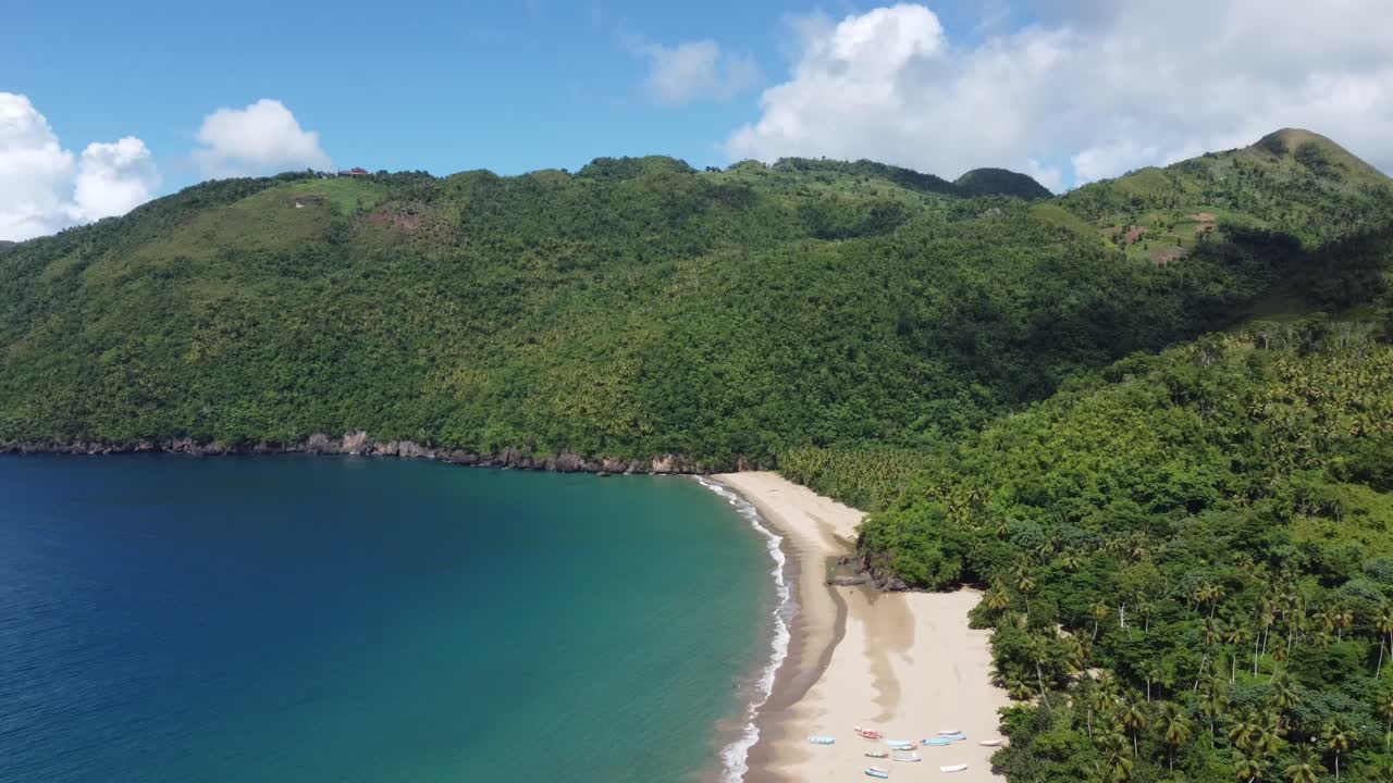 Flying over remote El Valle beach on the Saman&aacute; peninsula in the Dominican Republic
