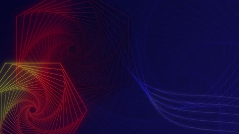 geometric line art, colorful shapes on the blue background, loop animation 4k
