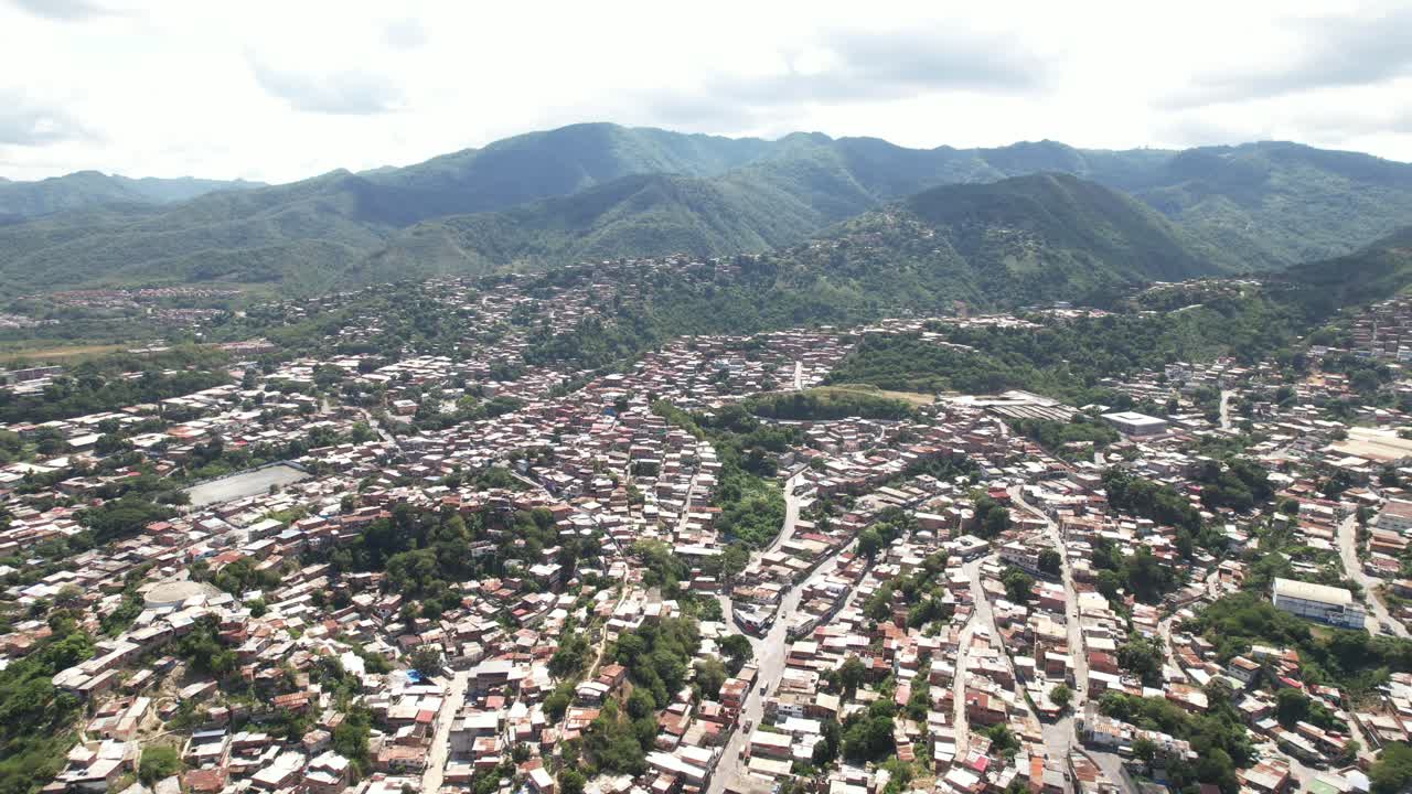 Guarenas, miranda, venezuela, showcasing the town and mountain backdrop, aerial view