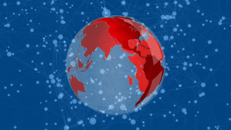 globo rojo y líneas asimétricas