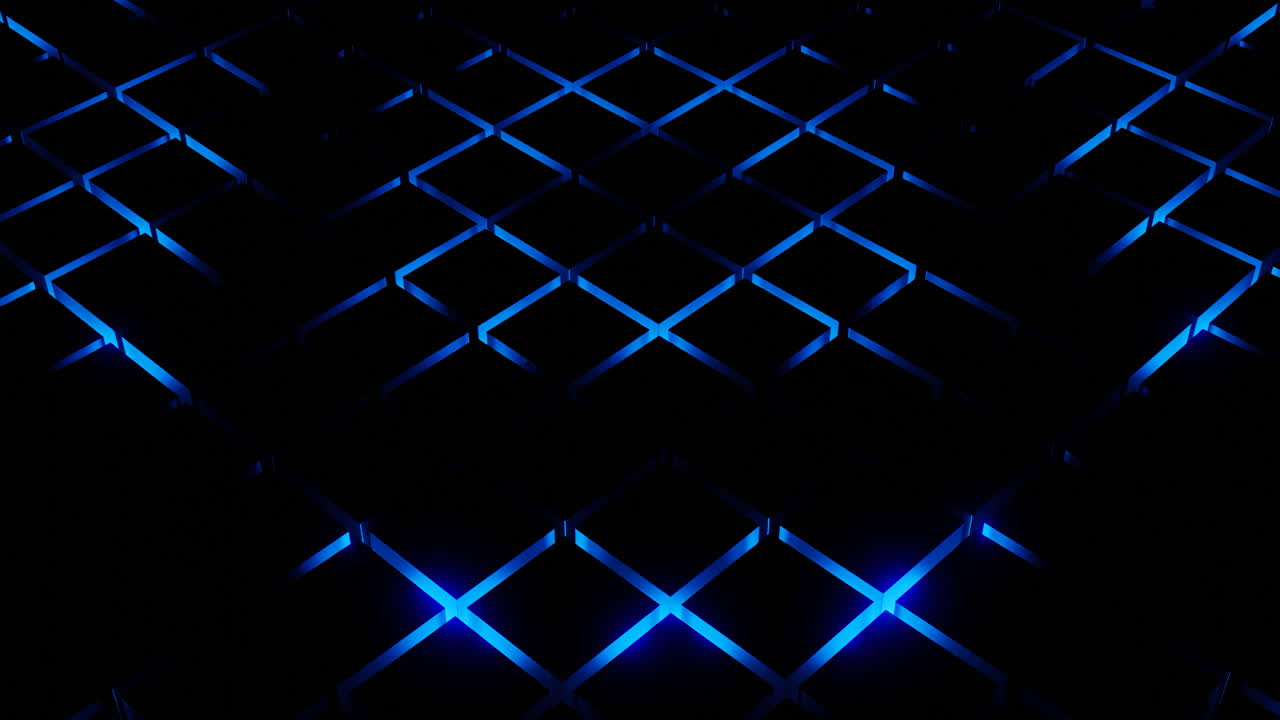 Abstract Blue Glowing Grid Pattern