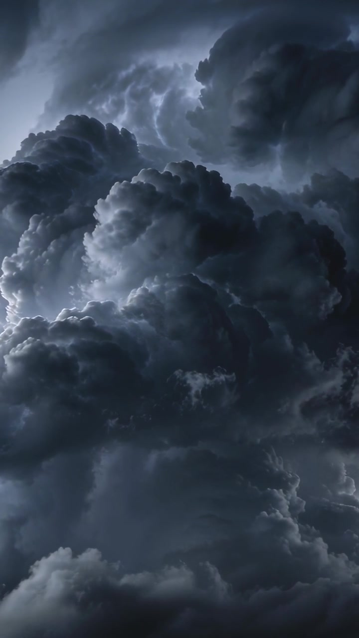 Vertical video: Opening clip showing storm cloud evolving over high sky flashing faint storm glow