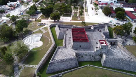 Bacalar-Mexico-Quintana-Roo-fuerte-de-san-Felipe-aerial-view-of-old-ancient-castle-fortress