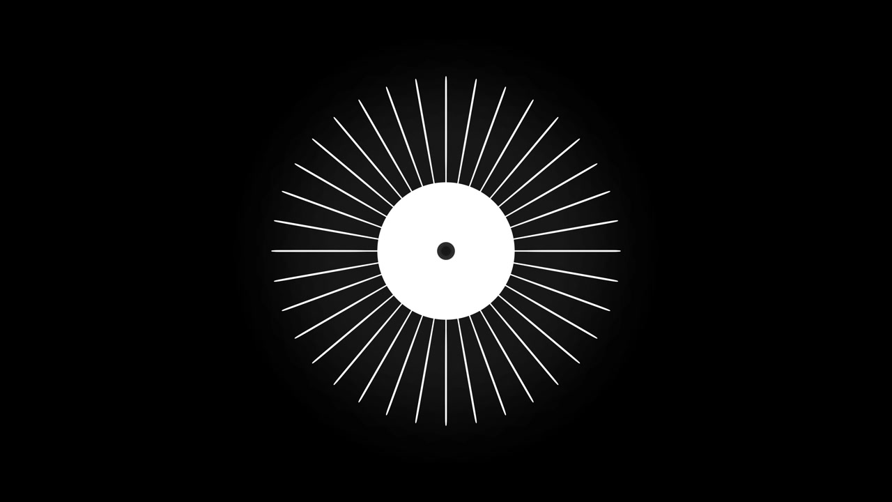 White Radiating Circle Loading Animation on Black Background