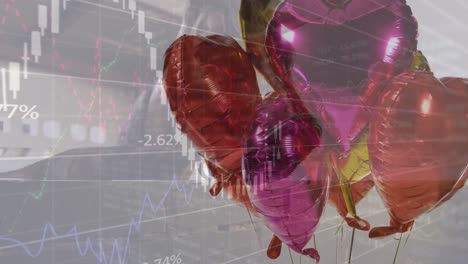 animación de procesamiento de datos y globos sobre caballos