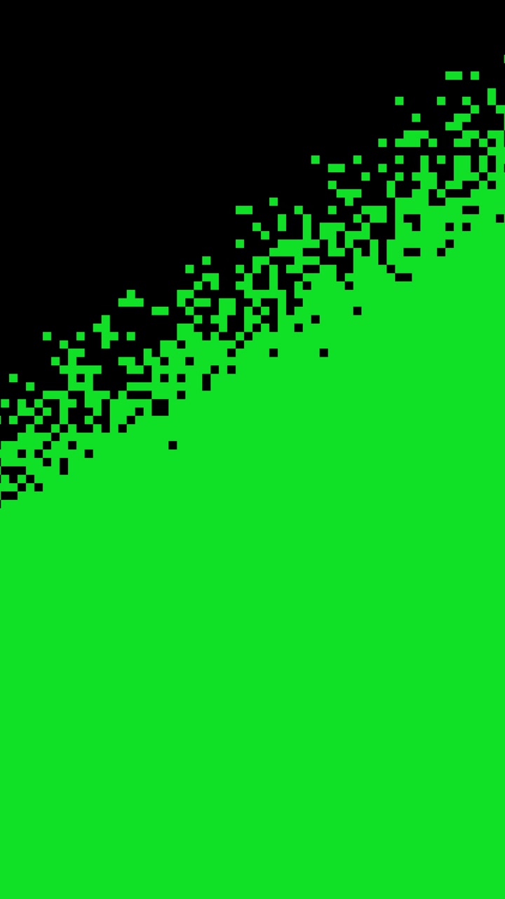 Effetto di transizione pixel digitale dal verde al nero