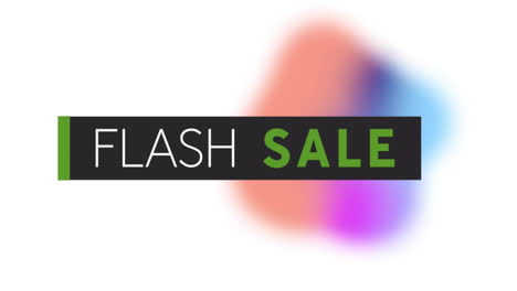 animation of flash sale text over glowing shapes on white background