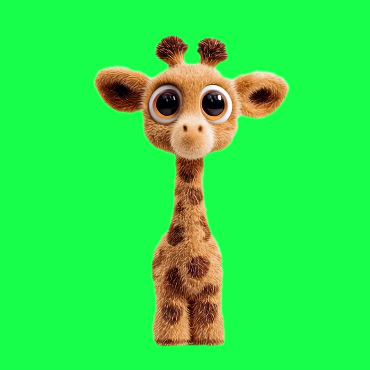 Cute cartoon giraffe illustration animation, transparent 4K video, green screen