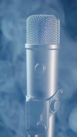 Close-up of a Silver Microphone with Smoke