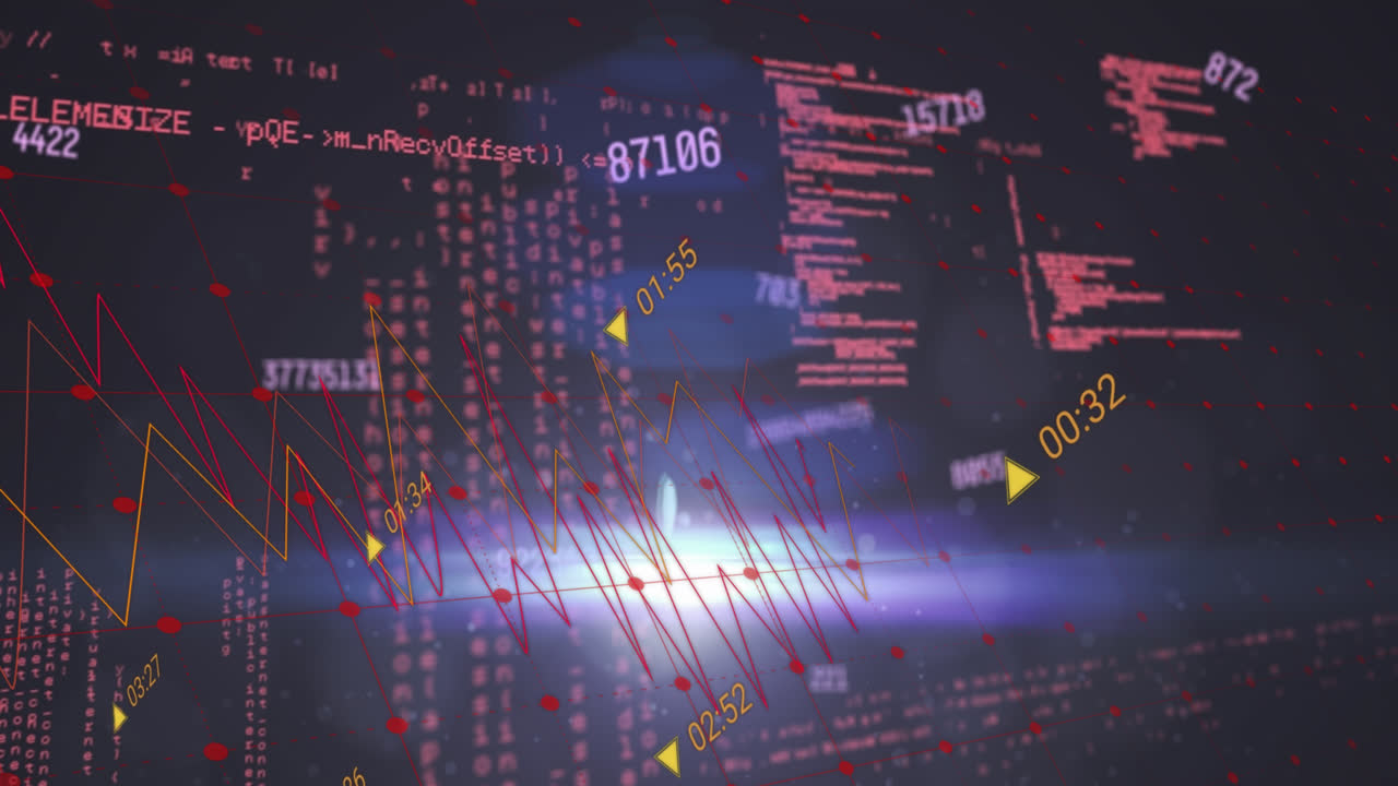 검은색 배경에 데이터 처리의 애니메이션